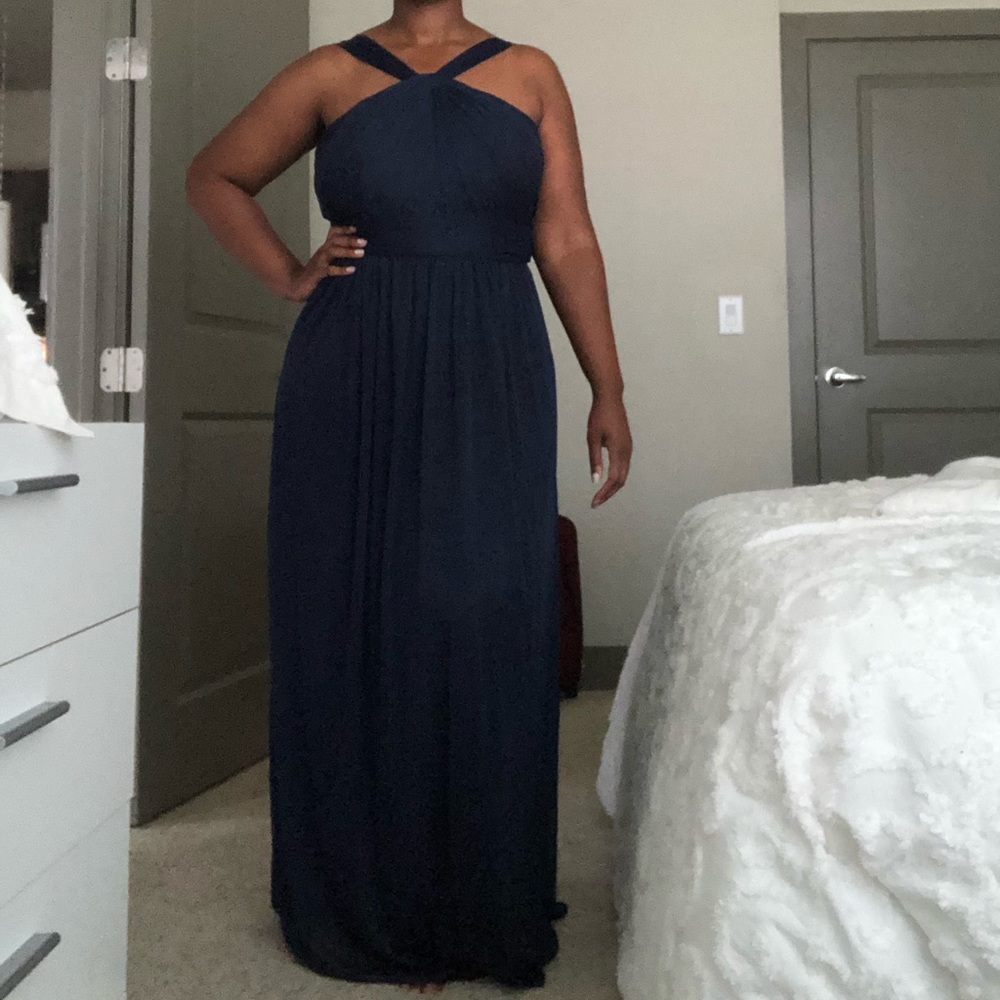 Deep blue floor length dress